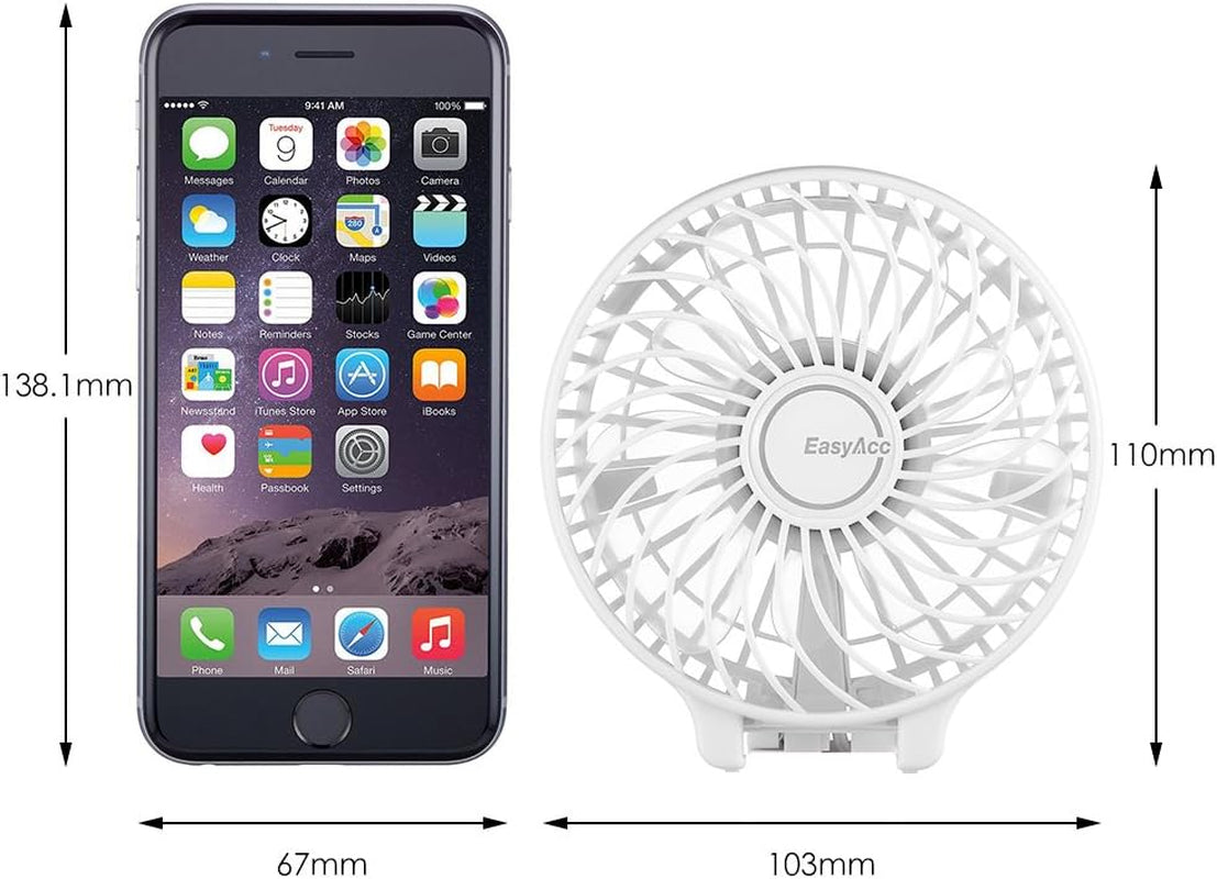 Mini Handheld Fan, Personal Cooling Fan Lifetime Warranty Personal Battery Fan USB Desk Fan Small Folding Portable Table Fan Rechargeablefor Travel Office Room Household White