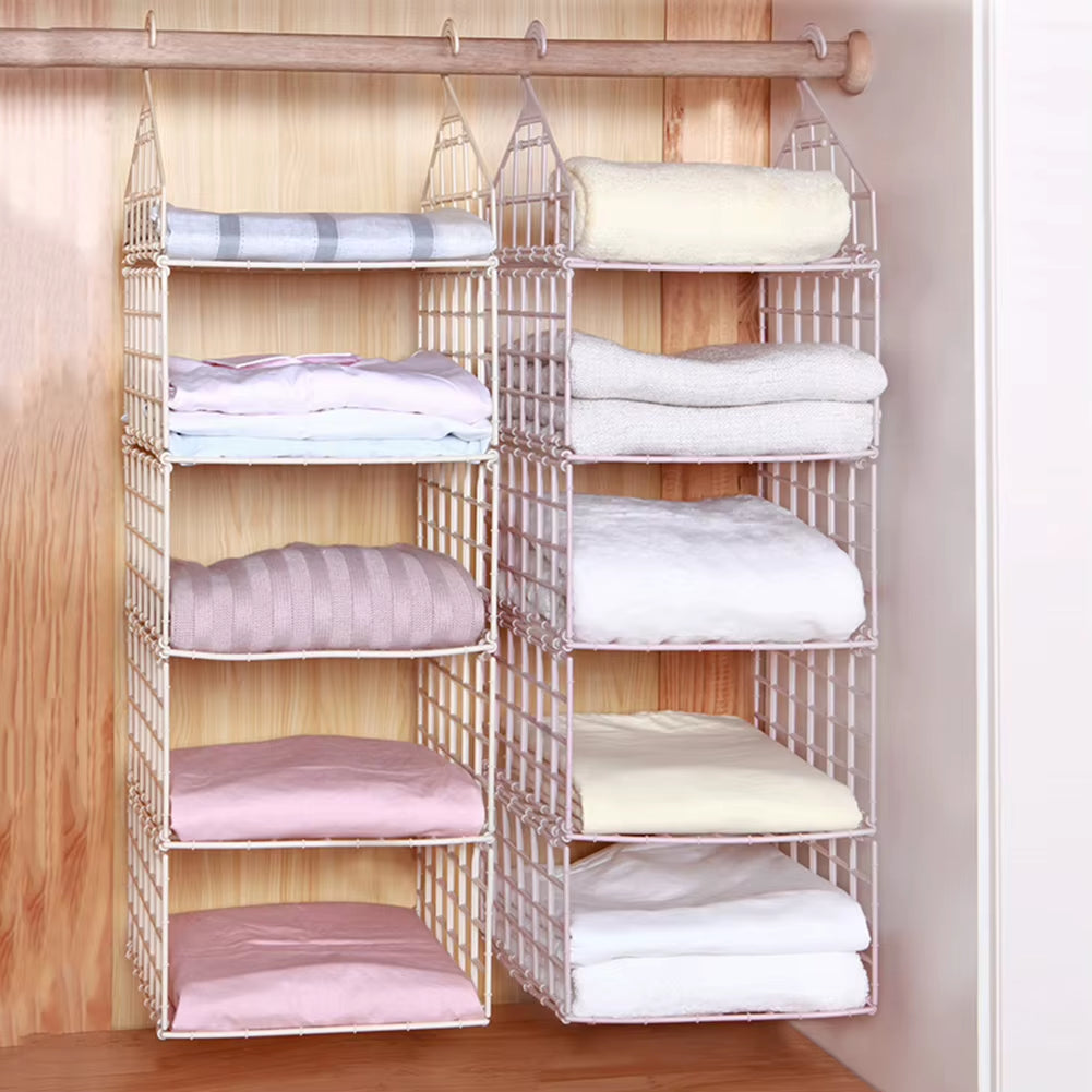 Closetmax™ Foldable Hanging Organizer – Multi-Tier Space Saver for Pajamas, Coats, Sweaters & More
