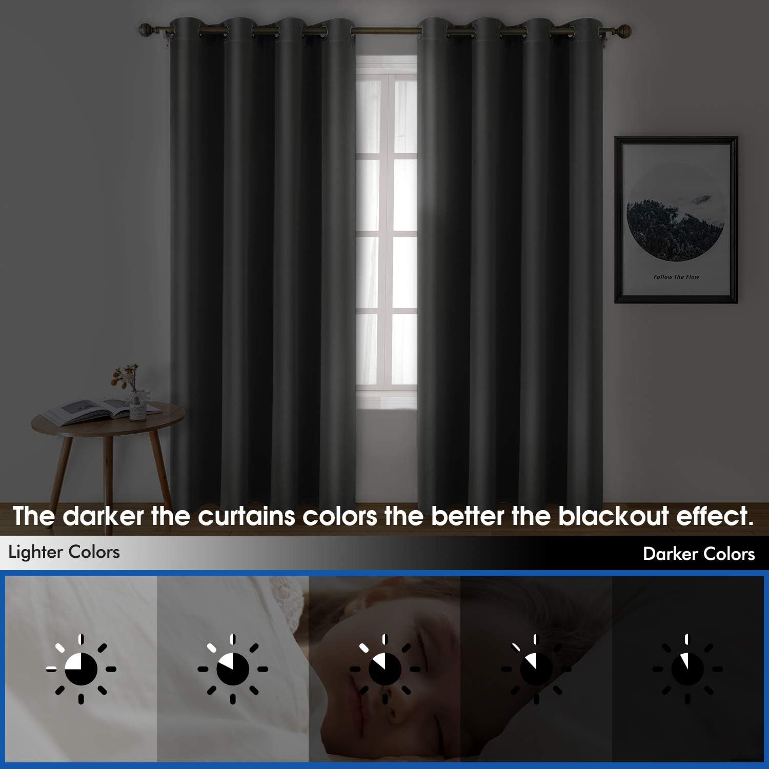 2 Panels Silver Grey Faux Silk Curtains Gray Blackout Curtains for Bedroom 52 X 96 Inch Room Darkening Satin Drapes/Curtains, Thermal Insulated Blackout Window Curtains for Living Room