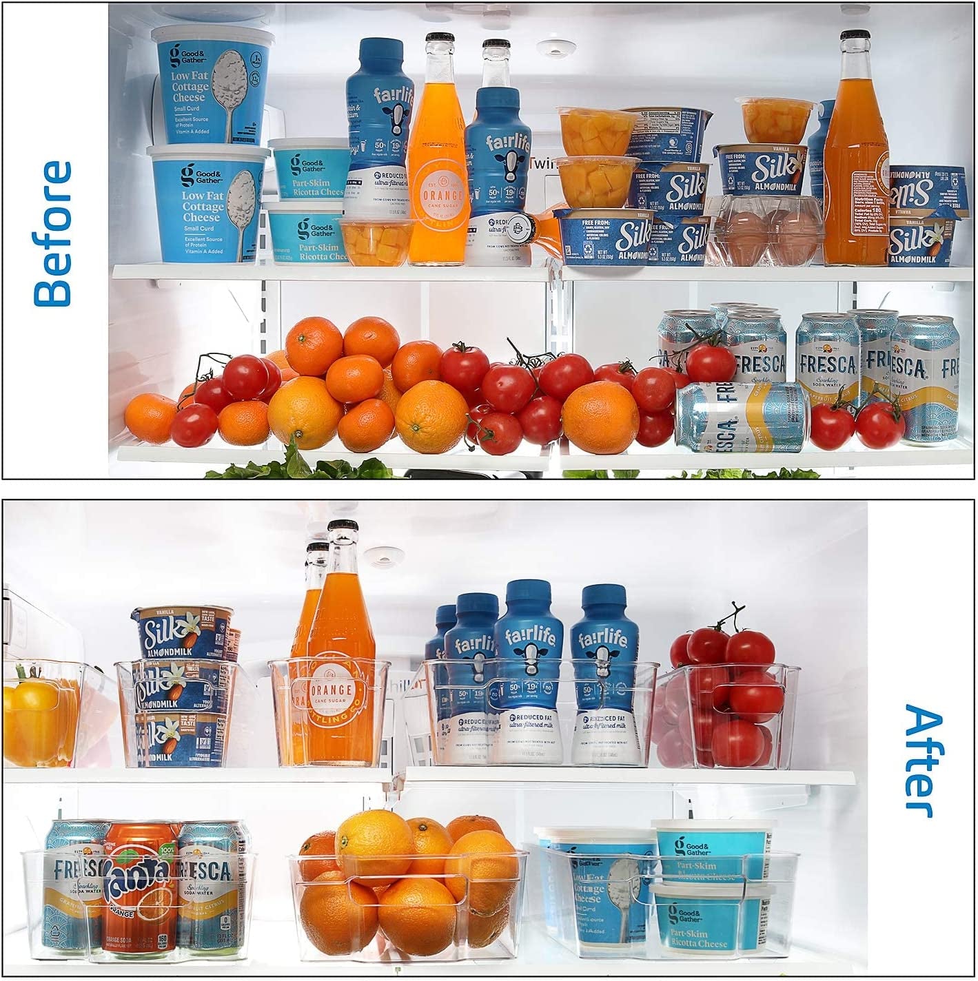 Fridge Organizer - 8 Pieces Refrigerator Organizer Bins - Pantry Organization and Storage for Fridge & Refrigerator- BPA Free Freezer Organizer Bins