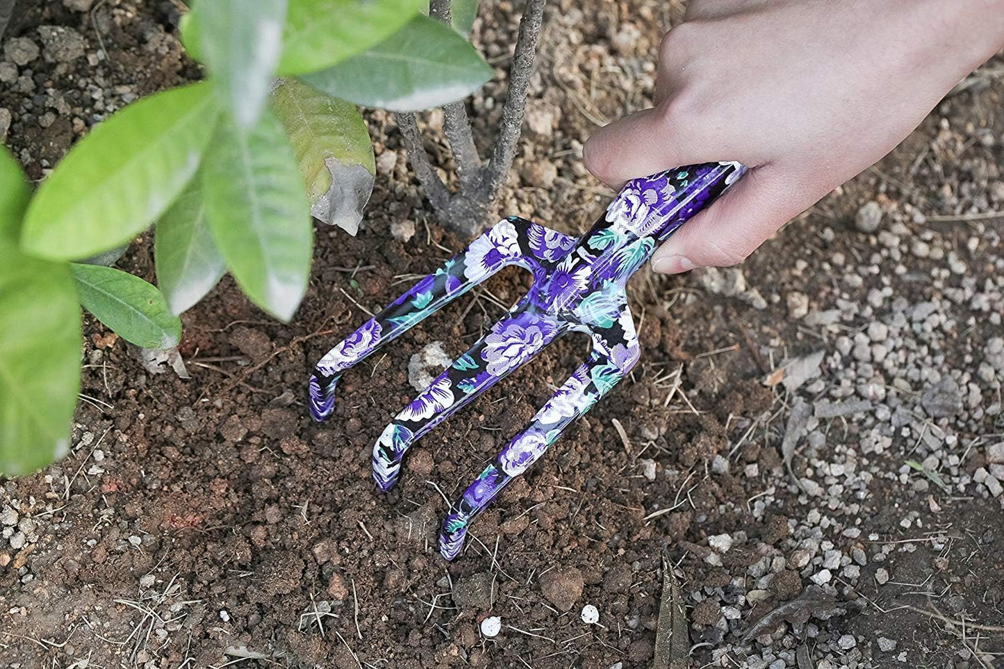3 Piece Aluminum Garden Tool Set - Trowel, Cultivator, Pruning Shear, Gift Set for Gardening Needs (Purple&Blue)