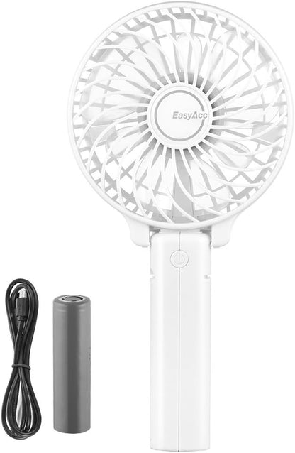 Mini Handheld Fan,  Personal Cooling Fan Lifetime Warranty Personal Battery Fan USB Desk Fan Small Folding Portable Table Fan Rechargeablefor Travel Office Room Household White