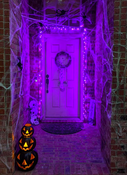 Halloween String Lights Outdoor, 33Feet 100 LED Waterproof Christmas Lights with 8 Lighting Modes for Halloween Garden Party Christmas Xmas Tree Lights Decor(Purple)