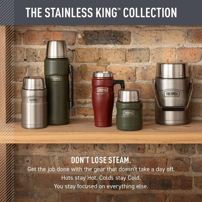 Stainless King Vacuum-Insulated Food Jar with Spoon, 16 Ounce, Matte Stainless Steel