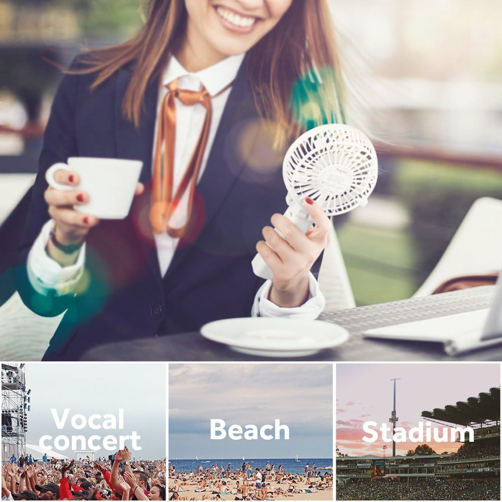 Mini Handheld Fan,  Personal Cooling Fan Lifetime Warranty Personal Battery Fan USB Desk Fan Small Folding Portable Table Fan Rechargeablefor Travel Office Room Household White