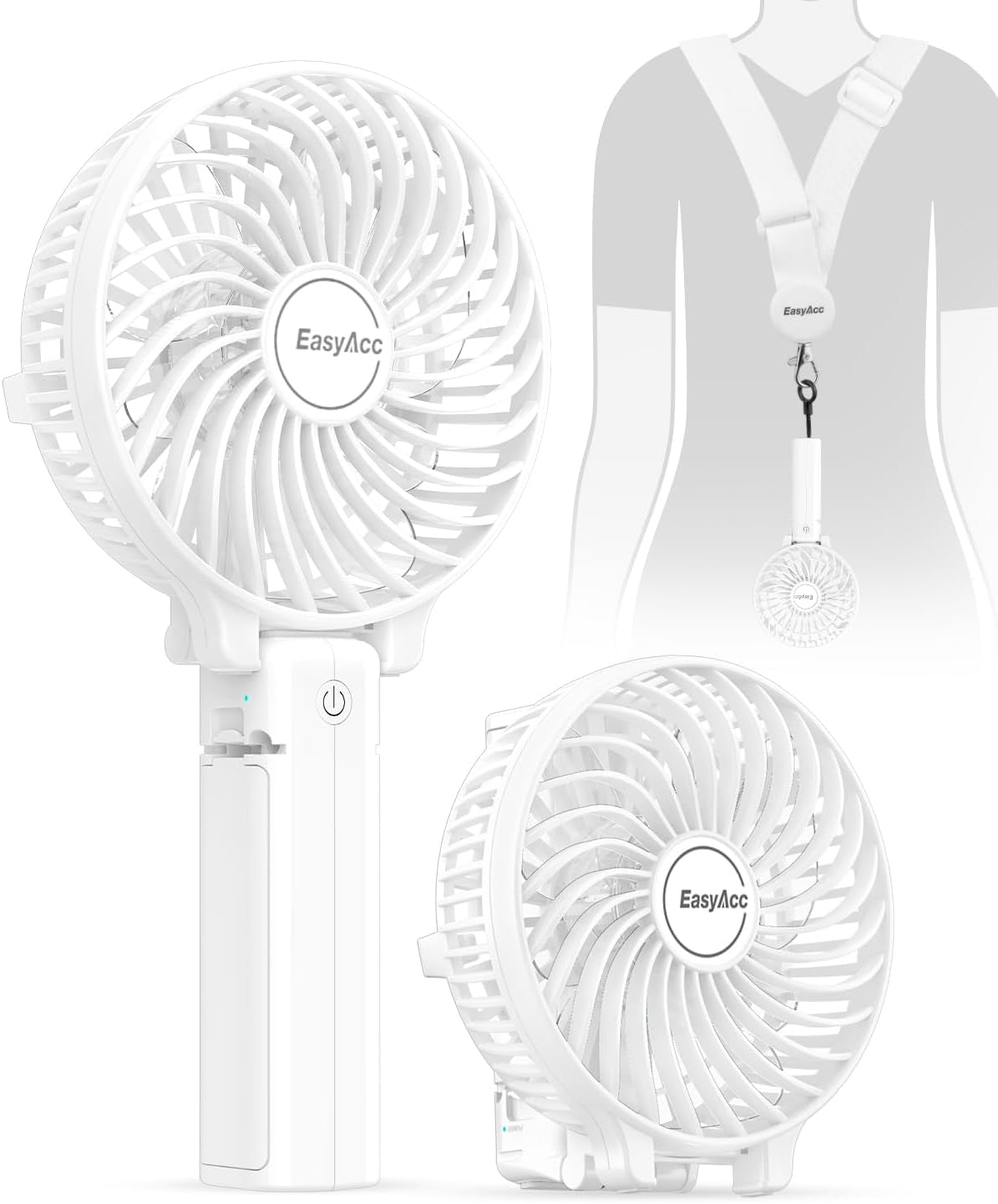 Mini Handheld Fan,  Personal Cooling Fan Lifetime Warranty Personal Battery Fan USB Desk Fan Small Folding Portable Table Fan Rechargeablefor Travel Office Room Household White