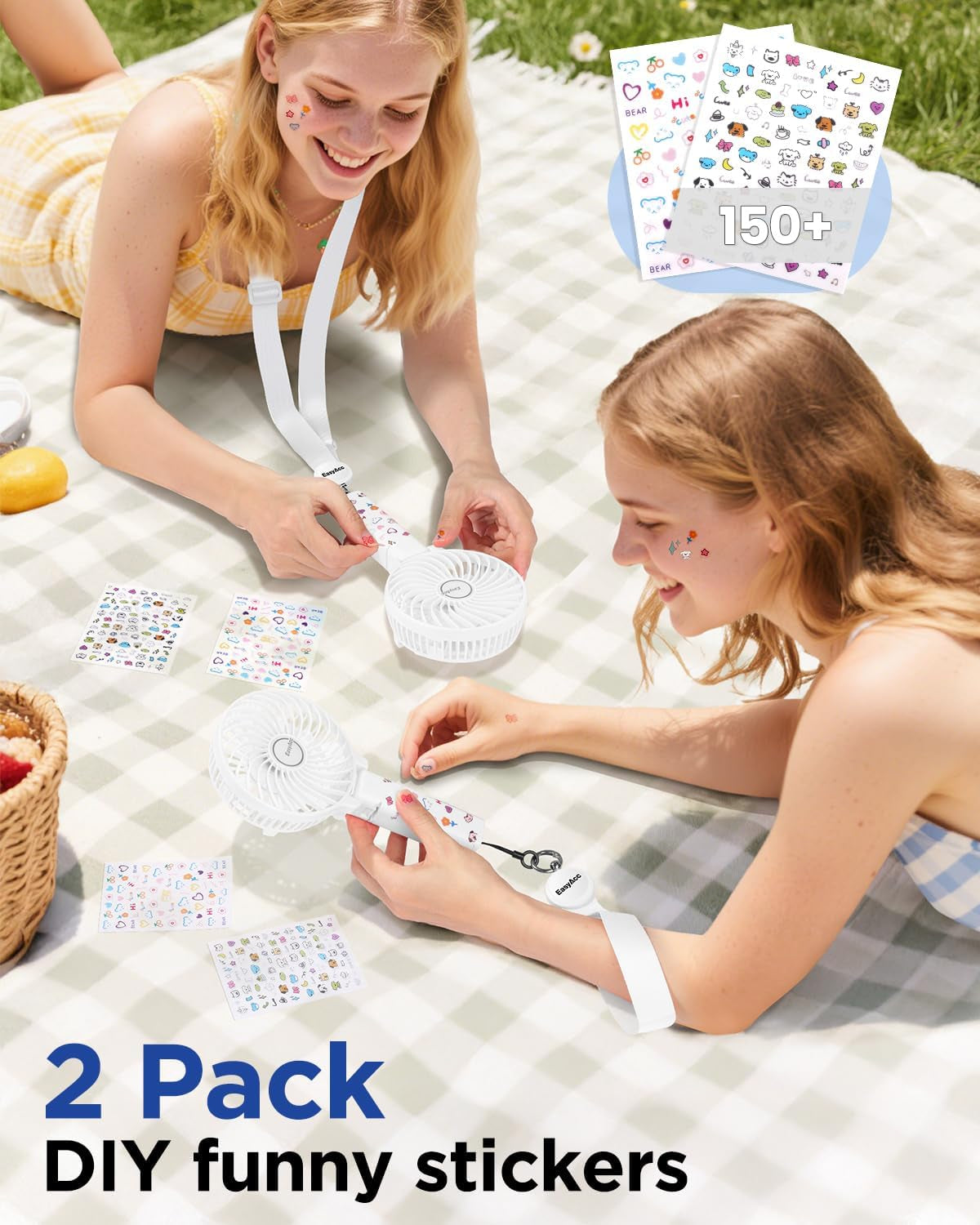 Mini Handheld Fan,  Personal Cooling Fan Lifetime Warranty Personal Battery Fan USB Desk Fan Small Folding Portable Table Fan Rechargeablefor Travel Office Room Household White