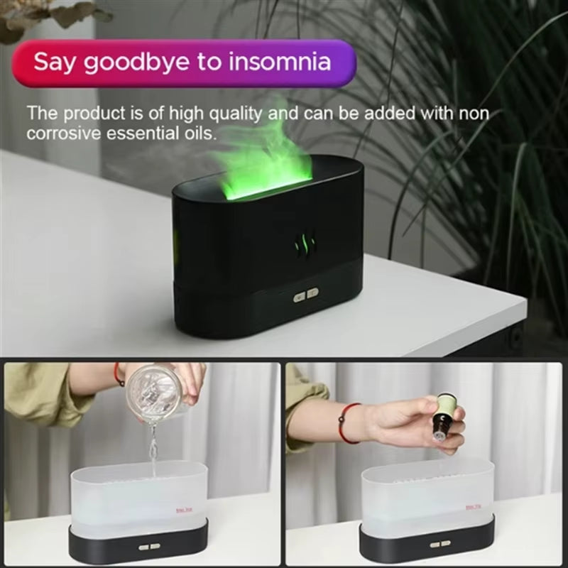 Kinscoter Flameglow™ Aroma Diffuser – Ultrasonic Cool Mist Humidifier & Essential Oil Lamp in One
